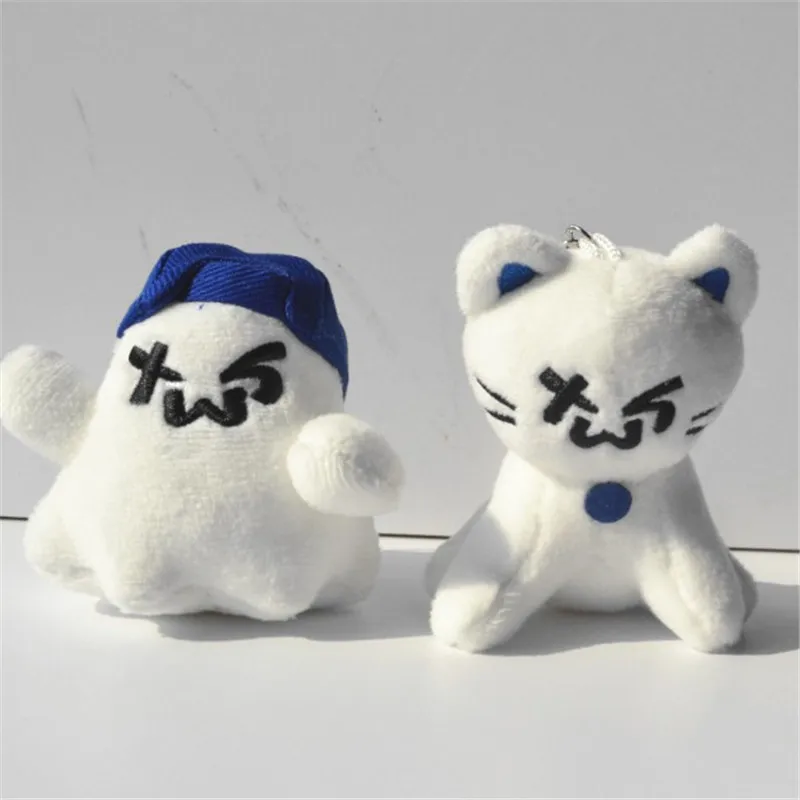 New Kpop Cartoon White Cat Plush Keychain Q Styles Small Keychains Key Rings Bag Pendants Fans Gifts 10CM