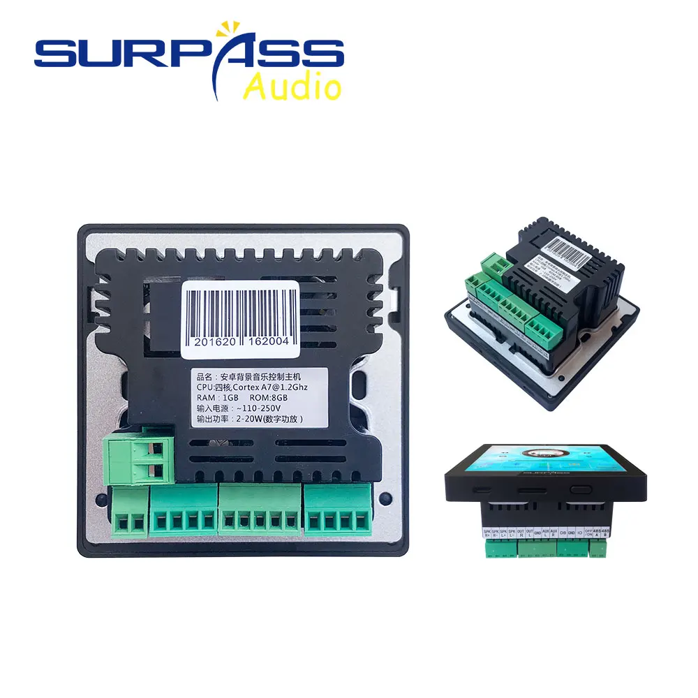 Smart WiFi Bluetooth Wall Audio Music System Amplifier Mini 4inch Touch Screen Home Theater Cinema Digital Stereo Amp USB/TF/FM