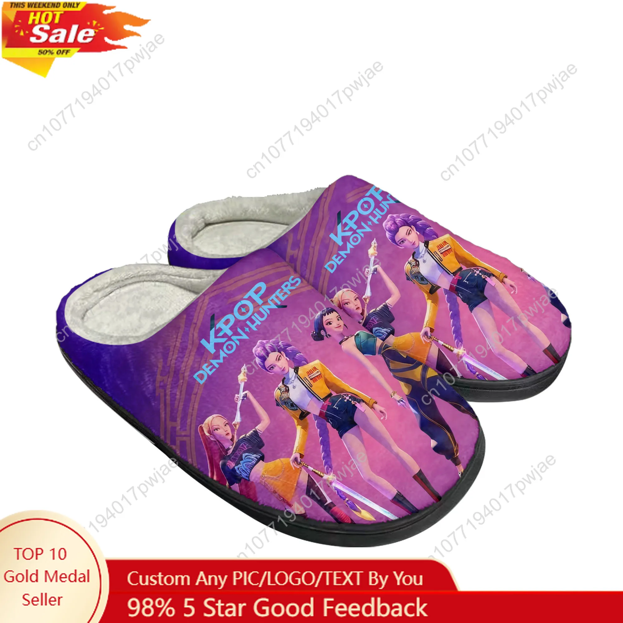 

KPop Demon Hunters Home Cotton Custom Slippers Mens Womens Plush Bedroom Casual Keep Warm Shoes Thermal Slipper