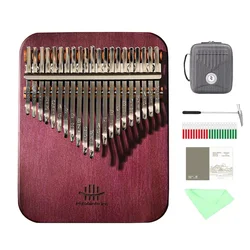 Hluru Professional 17 key 21 key Purple Heart Kalimba, Beginner Thumb Piano, C Major Chromatic Mibra with Case Tuning Hammer