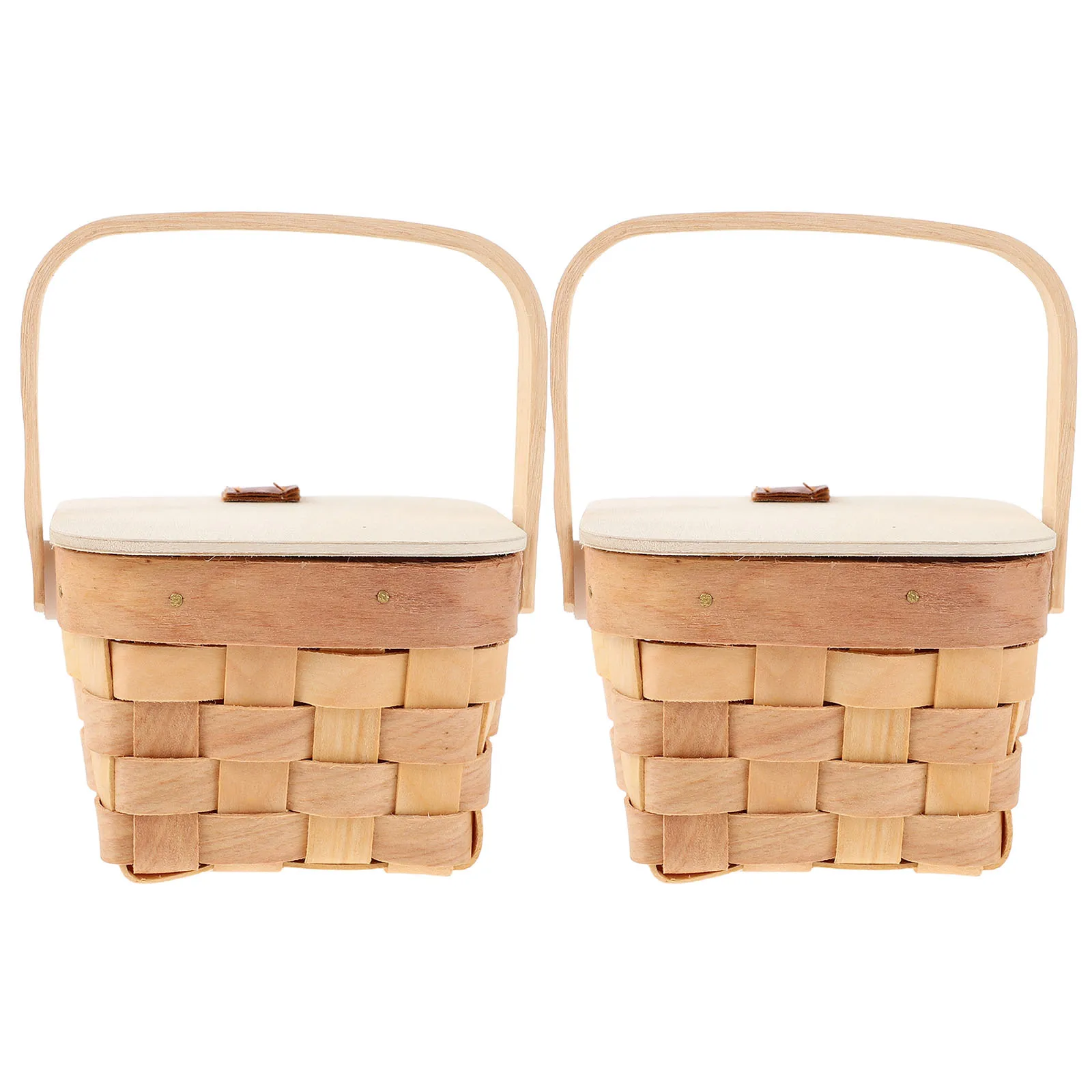 2個の手作りミニ織りバスケット、天然木の小さな収納バスケット、パーティーの記念品、ホリデーデコレーション、素朴な農家スタイル