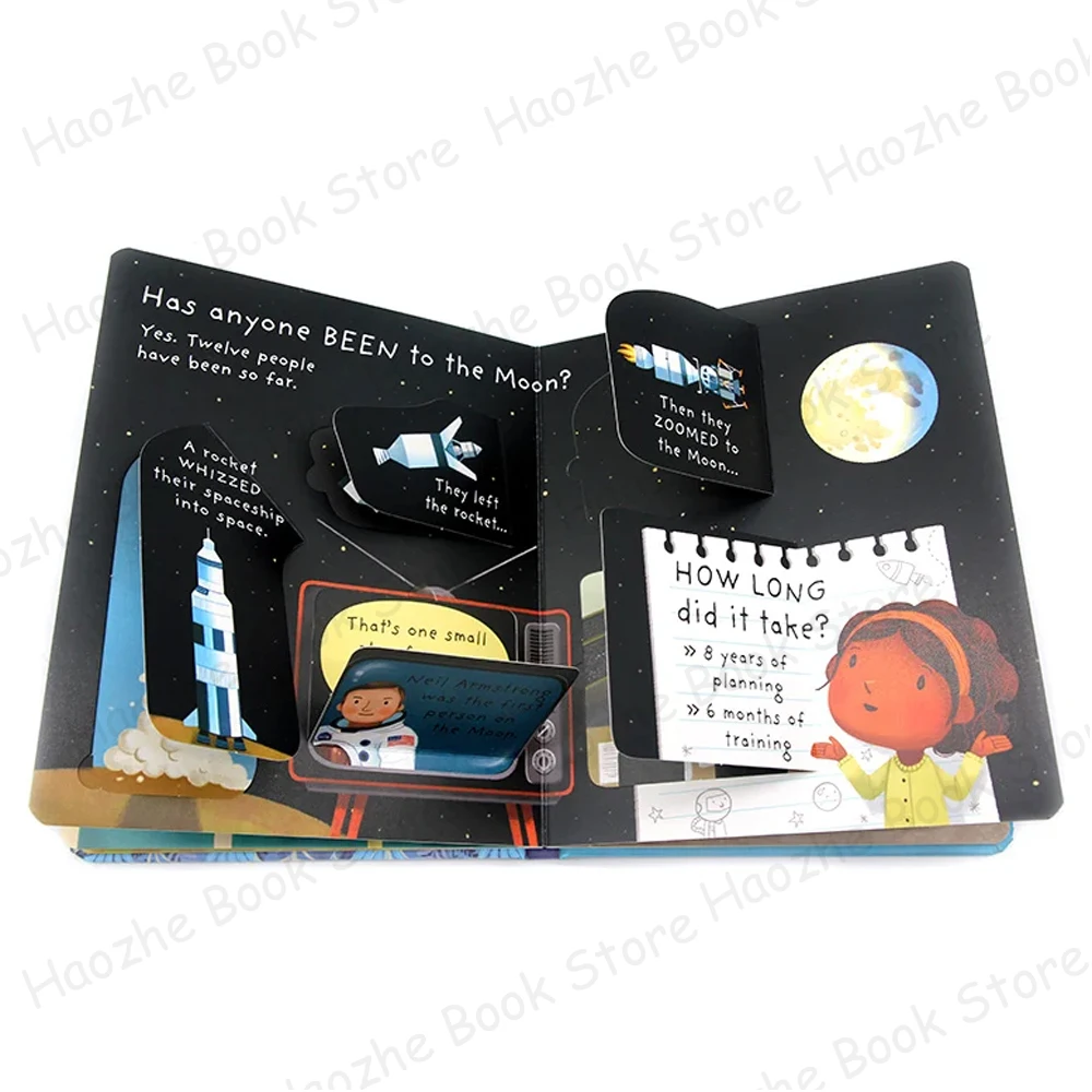 What is the Moon Usborne Lift the flap Activity English Book Montessori Knowledge Learning for Kindergarten Preschool Reading