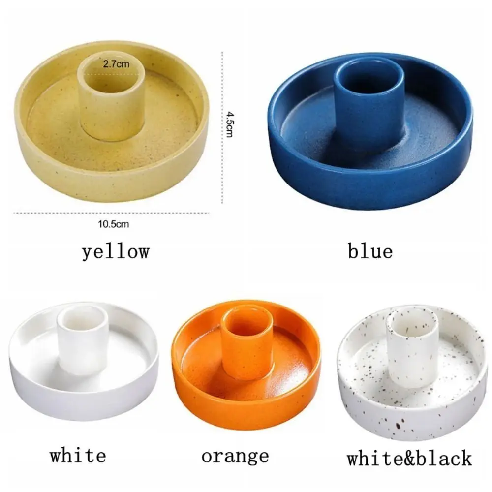Ceramic Candle Holder Tray Easy To Clean Artistic Candlestick Minimalist Round Palo Santo Incense Burner Home Decoration