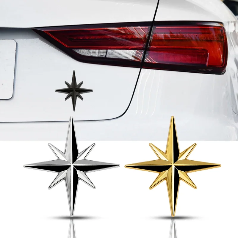 Car Styling 3D Metal Creative Guide Star North Polaris Rear Trunk Fuel tank Cap Decal Motorcycle Decoration Sticker Accessories