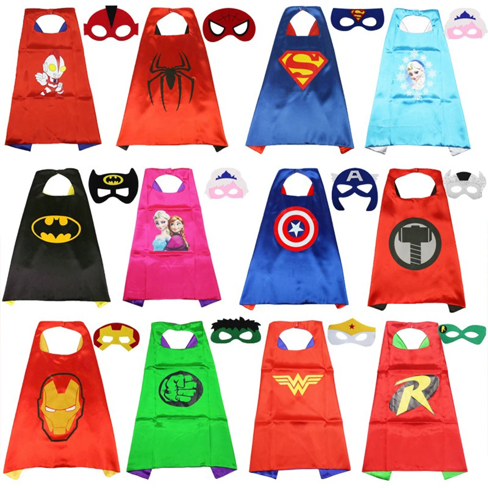 Halloween Superhero Capes for Kids 3-10 Year Anime Cosplay Cloak Mask Boys Cartoon Dress Up Costume Supplies Christmas Gifts