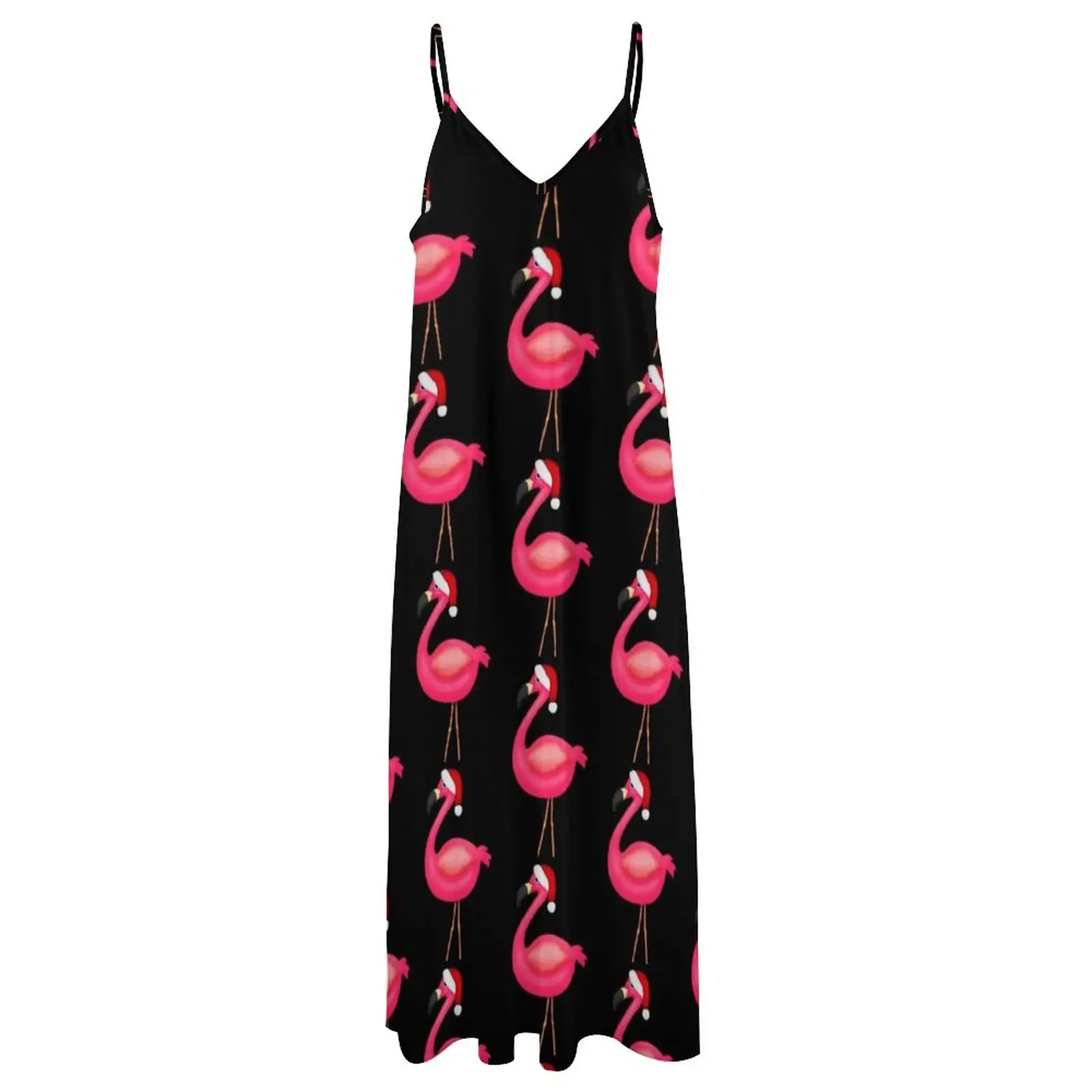 Vestido feminino flamingo rosa sem mangas de Natal, roupas femininas de verão, vestidos de baile, 2023