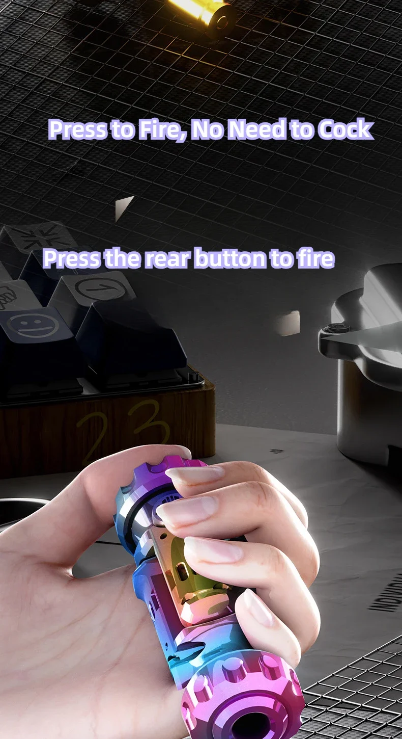 Stun Grenade Fidget Spinner Miniatur-Pistole, Spielzeugpistole mit ausziehbaren Muscheln, Stressabbau-Fingerspielzeug für Erwachsene und Kinder, beste Geschenke – Detail 2