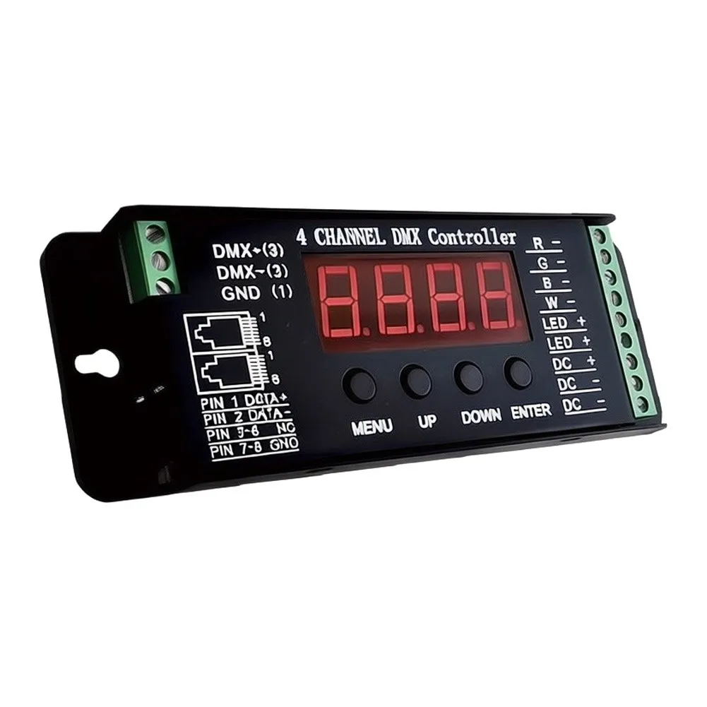 DMX512 Decoder 4 Channel 5A Constant Voltage LED Strip Controller With For RJ45 Interface For Stage For Lighting Dimmer Metal Ho