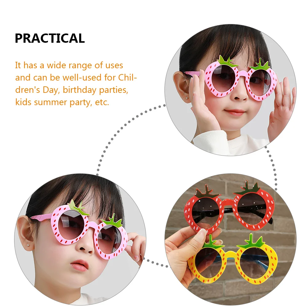 

4pcs Strawberry Glasses Kids Sunglasses Beach Party Eyewear Cute Girls Summer Fun Creative Photo Props Birthday for Children