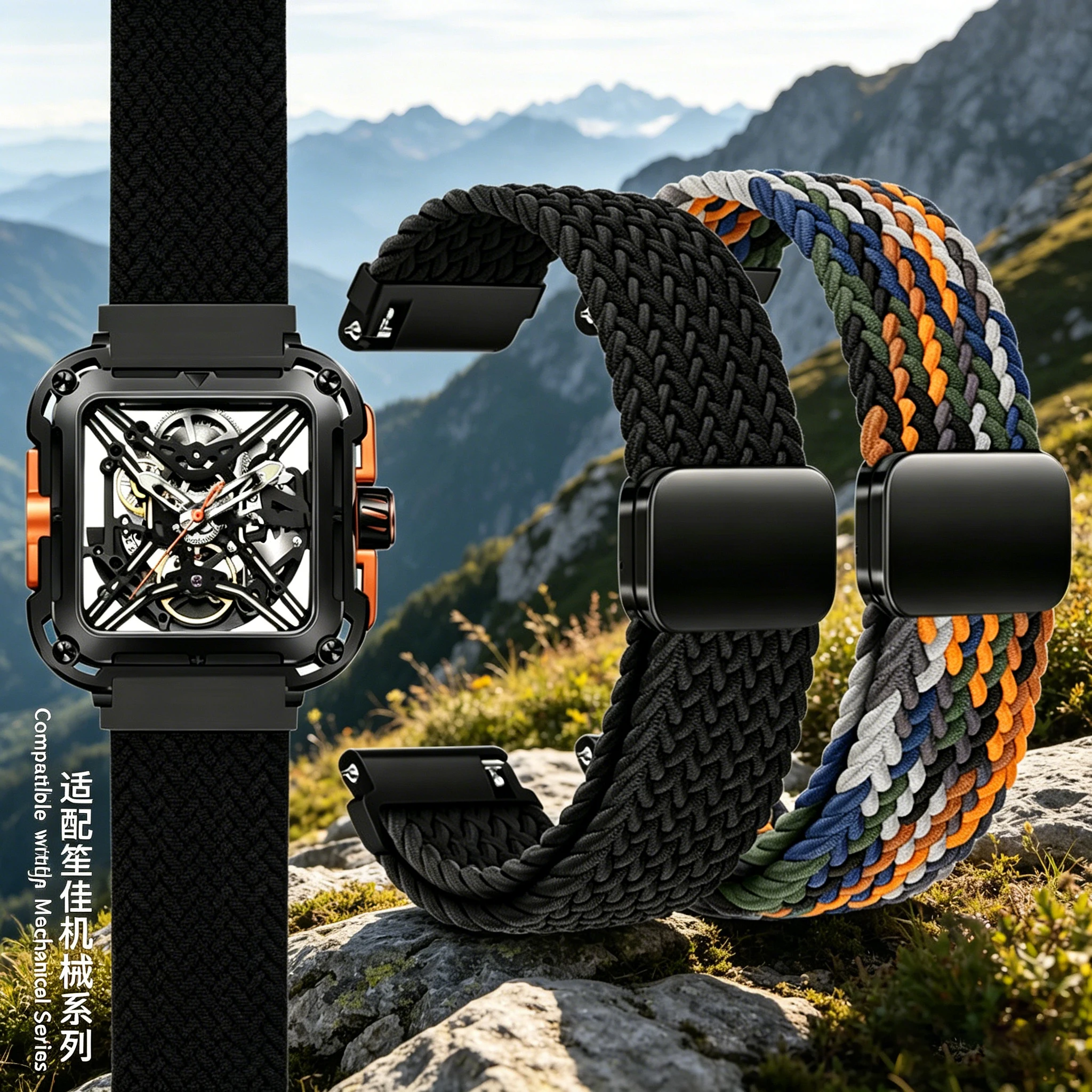 For CIGA design, Xijia Mechanical Gorilla breathable waterproof nylon C/X/U/Z magnetic nylon strap for men 20mm 22mm wristband b
