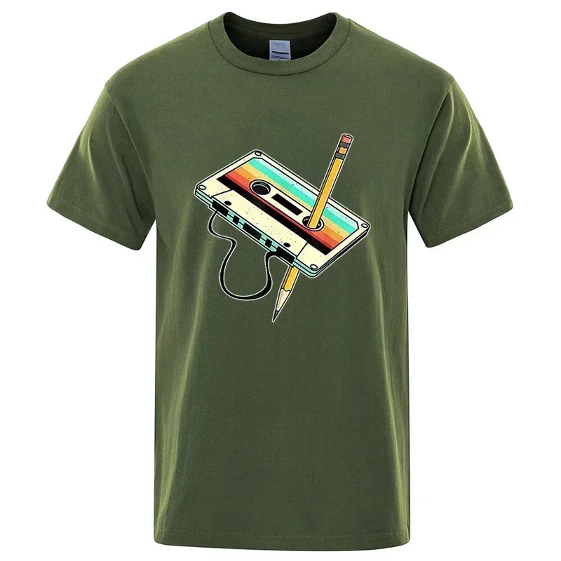 80er-Jahre-Nostalgie-Kassetten-Grafik-T-Shirt Retro-Musik Unisex Kurzarm Baumwollmischung Vintage Y2K Streetwear T-Shirt für Männer und Frauen – Detail 5
