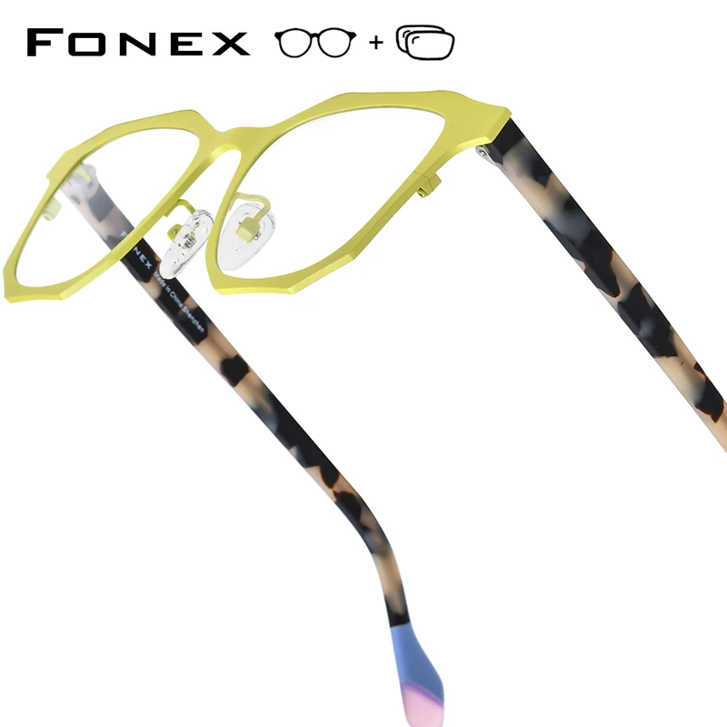 

FONEX Progressive Prescription Glasses Photochromic Myopia Optical Lens Eyewear Women Square Eyeglasses Titanium Frame 85883