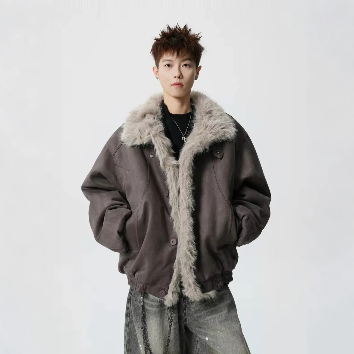 

Хлопковое тюлевое пальто в американском стиле ретро для пар, зимняя теплая верхняя одежда, женская одежда Sle Mountain Eagle Design, повседневная одежда