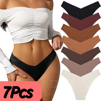 7Pcs/Pack Hot Sale New Design Women's Seamless Panty Underwear Low Waist Elastic Cotton Hipster Women Panties Thongs