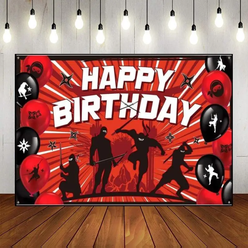 Fondo de pancarta de guerrero con temática de Ninja, decoración de fondo de cumpleaños personalizada, juego de fotos de viaje, Baby Shower, fiesta de hombre y niño