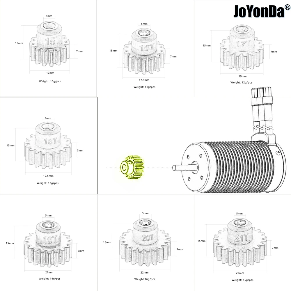 5mm Harden Steel M1 Motor Gear 15T 16T 17T 18T 19T 20T 21T for RC Traxxas X-Truck X-MAXX 77086-4 XRT™ 78086-4