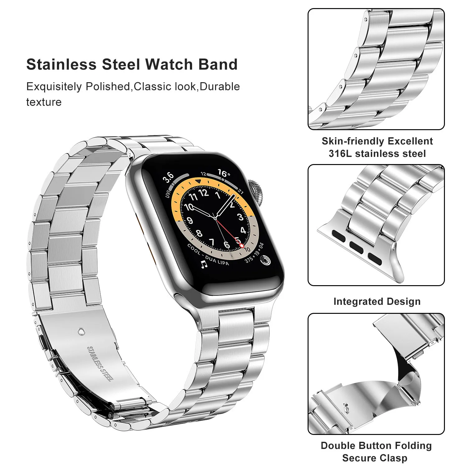 Neues Metallarmband für Apple Watch 12 11 10 46mm 45mm 44mm Edelstahl-Armband IWatch 9 8 7 6 SE 42mm 41mm 40mm 38mm Band – Detail 10