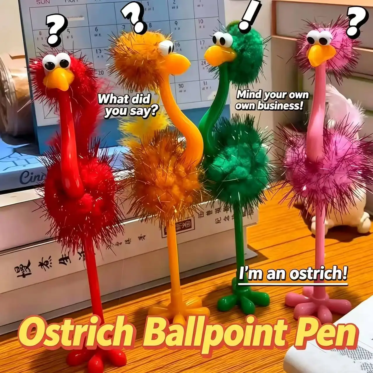 Cute Ostrich Creative Ballpoint Pens, Funny Abstract Novelty Stationery, Practical Lovely Gifts & Prizes for Students blus pen