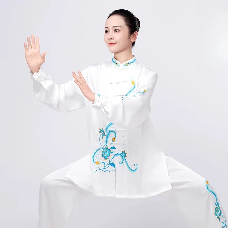 Shiny Lustrous Tai Chi Suit Fluid Drape Kung Fu Uniform for Men Women Performance Martial Arts Clothing Loose Comfort Fit
