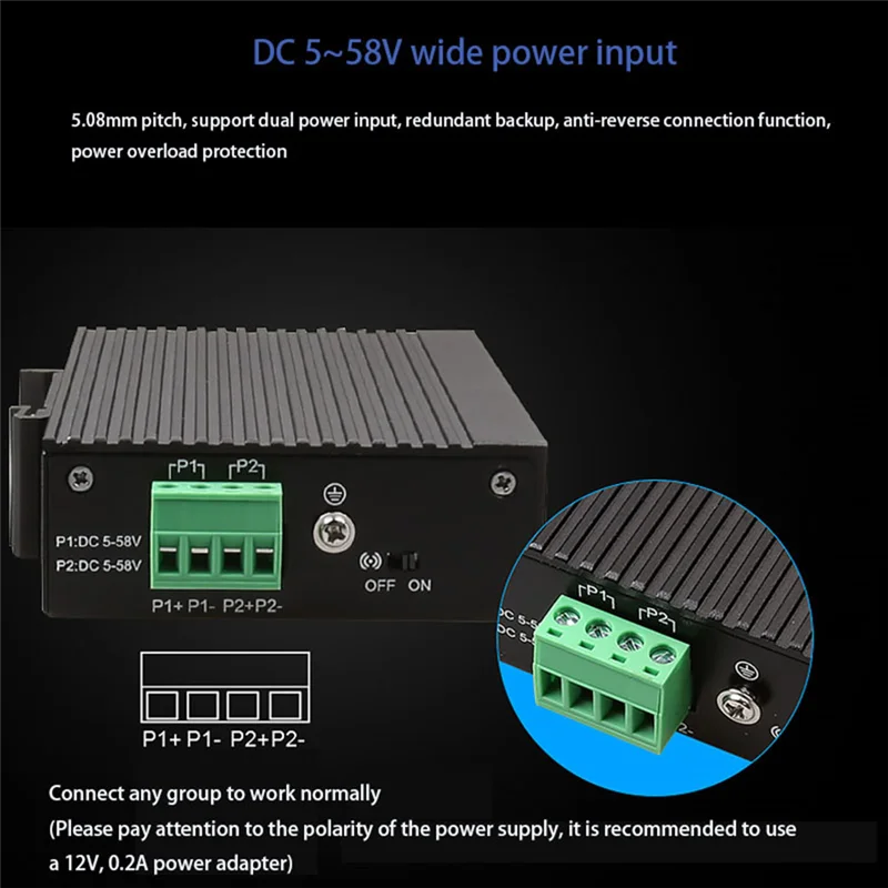 5 พอร์ต 100M อุตสาหกรรมเครือข่าย RJ45 Hub อินเทอร์เน็ต Splitter RJ45 สวิทช์ Plug and Play DIN Rail ประเภทเพิ่มสวิทช์