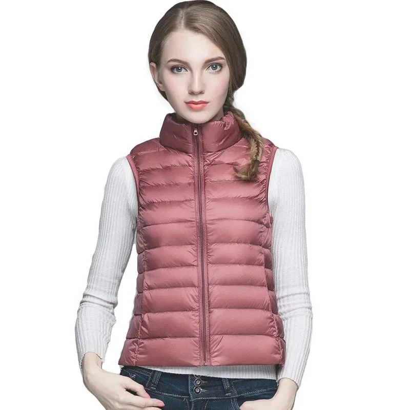 Chaqueta sin mangas ligera/delgada con cuello rojo para mujer, chalecos femeninos cortos de moda, chaleco azul caqui verde negro,