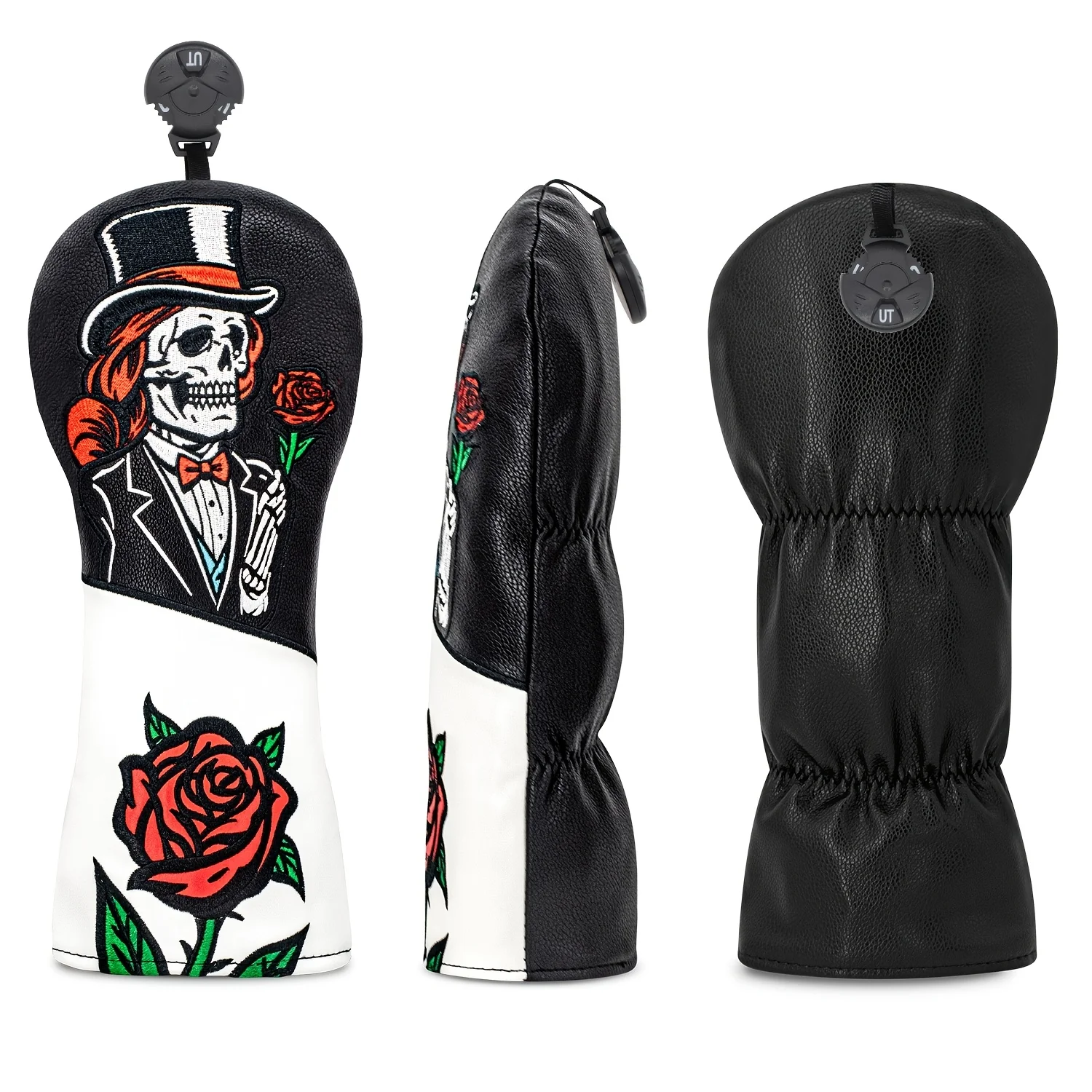 1pc/3pcs Top Hat Skull Rose Pattern Golf Club Head Cover, Durable Protective Accessory, Suitable for Men And Women view 5
