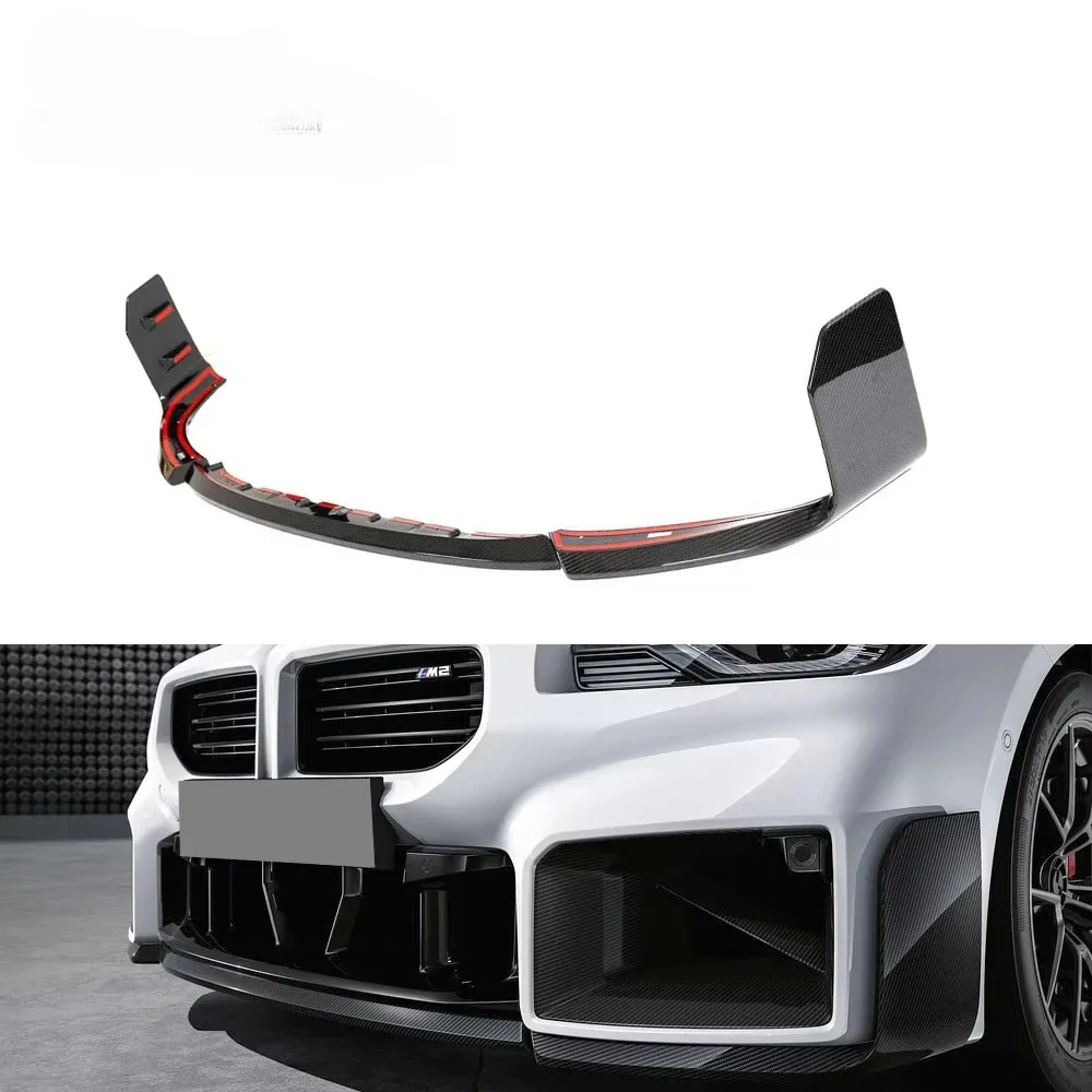 Glossy Black Carbon Fiber Look Car Front Bumper Splitter Lip Spoiler Diffuser Guard Body Kit Compatible with BMW G87M2 2023-2024