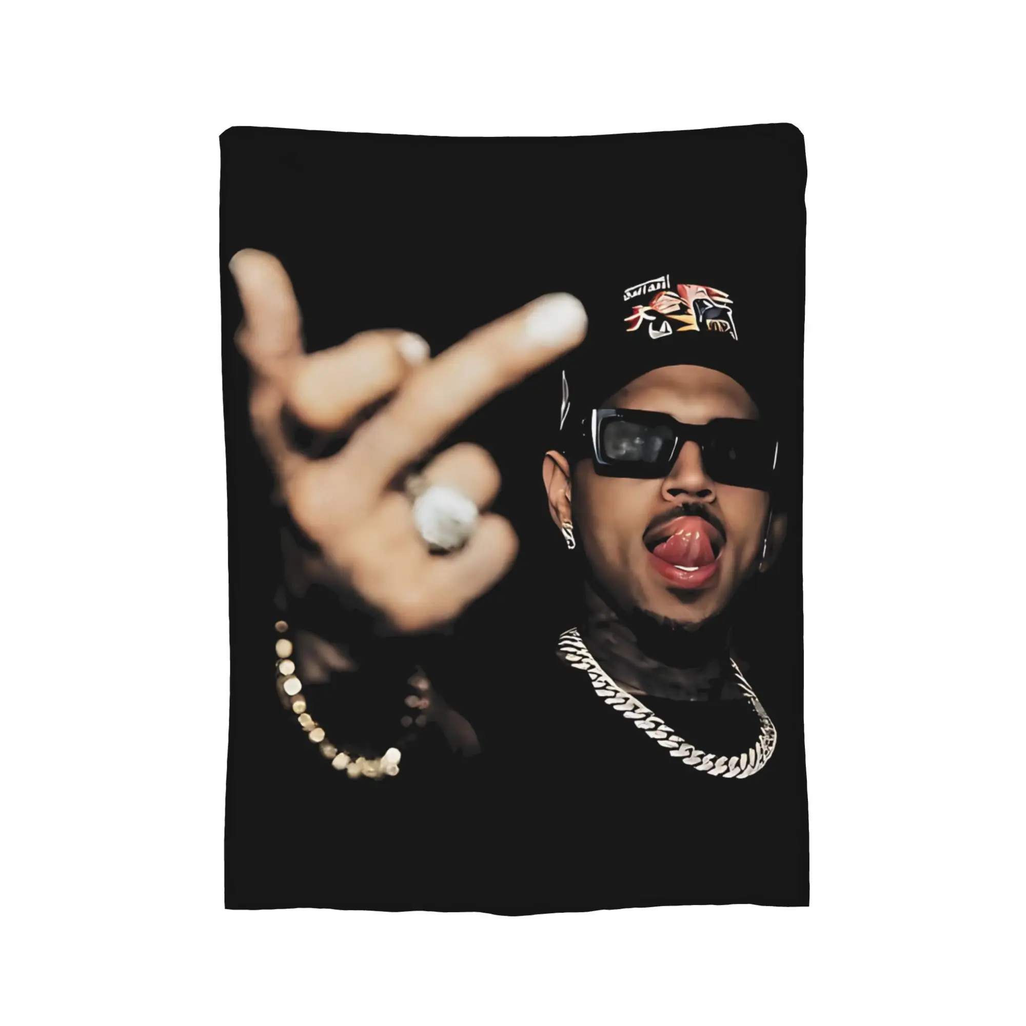 مضحك فنجر كريس براون البطانيات الصوف المطبوعة متعددة الوظائف خفيفة الوزن رمي البطانيات ل أريكة مكتب المفرش #3