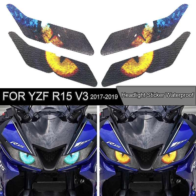 

FOR YAMAHA YZF R15 YZFR15 YZF-R15 V3 2017 2018 2019 Motorcycle Accessories 3D Front Fairing Sticker Headlight Protection Sticker