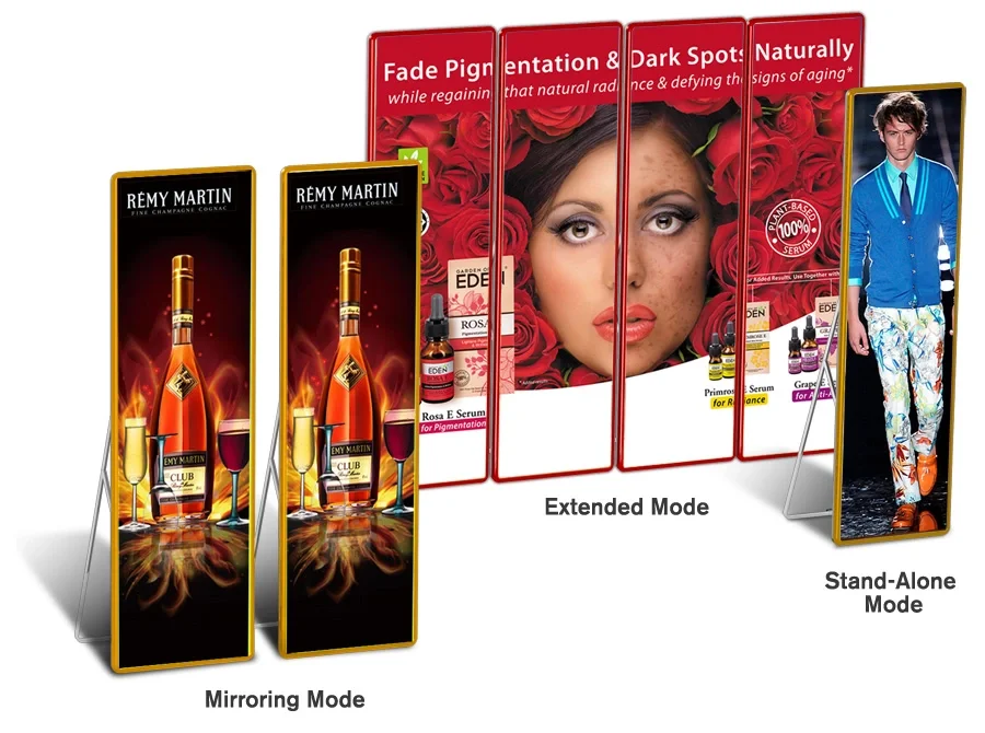 New Smart Media P2.5 Indoor Mirror Standing Led Display Poster Screen for Exhibition with Wifi 3G 4G Wireless