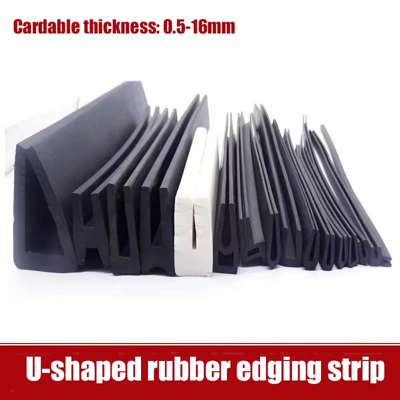 1/2/5/10M Rubber Edge Strip U Channel Rubber Seal Strip Metal Sharp Edge Protector Glass Table Edging Door Edge Guard Seal Strip