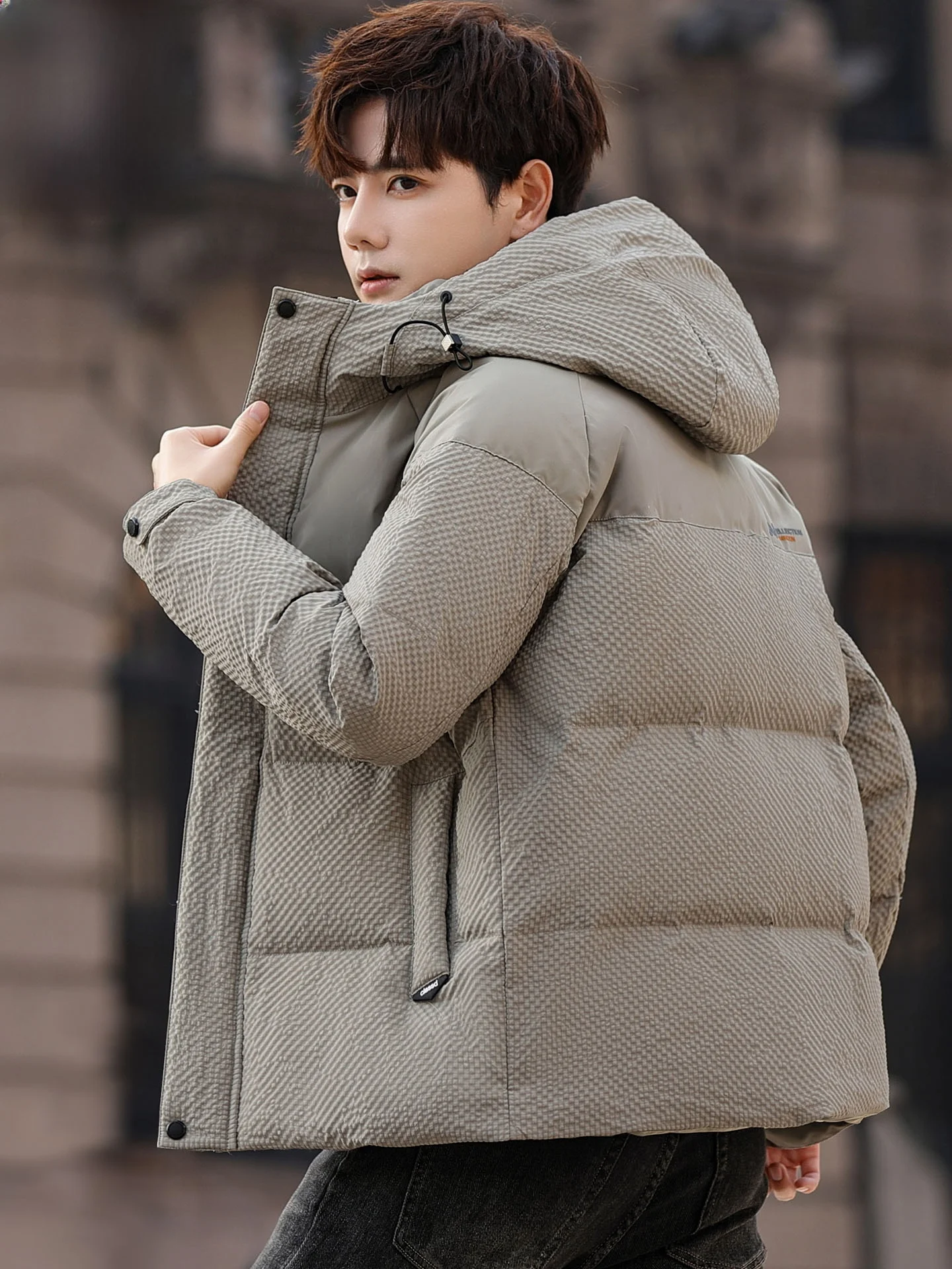 

Thiened Puffer Jaet Men's Winter Casual Bread Sle Du down Bubble Cloth ort Coat Warm Busin Gentleman Outerwear