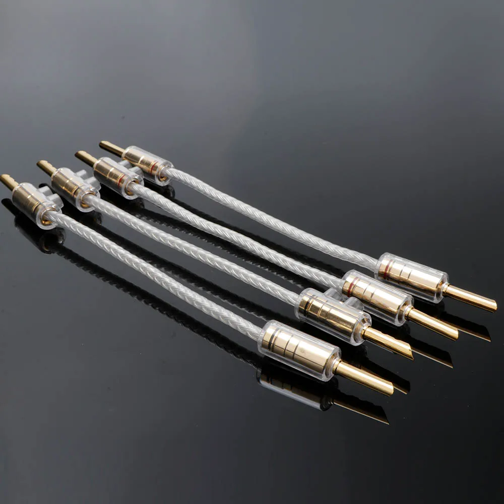 4 Stück OCC Versilberte Verbindungskabel Audiokabel Bananenstecker Y-Stecker Lautsprecher-Brückenkabel OCC Verstärker-CD-Verbindungskabel – Detail 7
