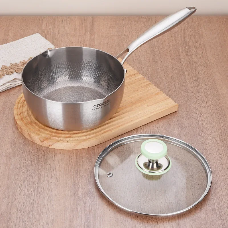 

Titanium steel hammer snow pan household frying integrated instant noodle small pot uncoated hot milk small milk pot