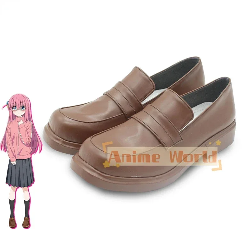 Gotoh Hitori 코스프레 신발 애니메이션 Bocchi The Rock 코스프레 소품 PU 가죽 신발 할로윈 카니발 부츠 맞춤 제작