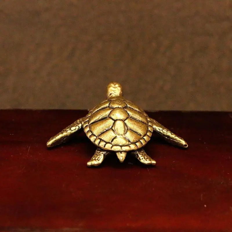 Sea Turtle Small Statue Retro Brass Animal Figurines Miniatures Office Desktop Ornament Home Decorations Metal Craft Accessorie