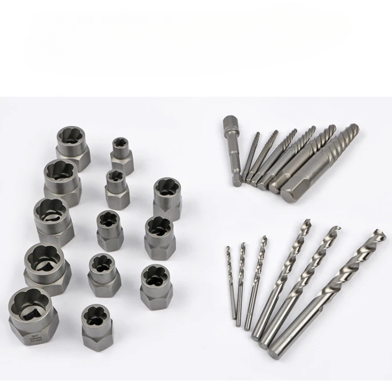 26 pcs Bolts Extractor Set With Hex Adapter Out Broken Lug Nut Extractor Stripped Screw Remover Set