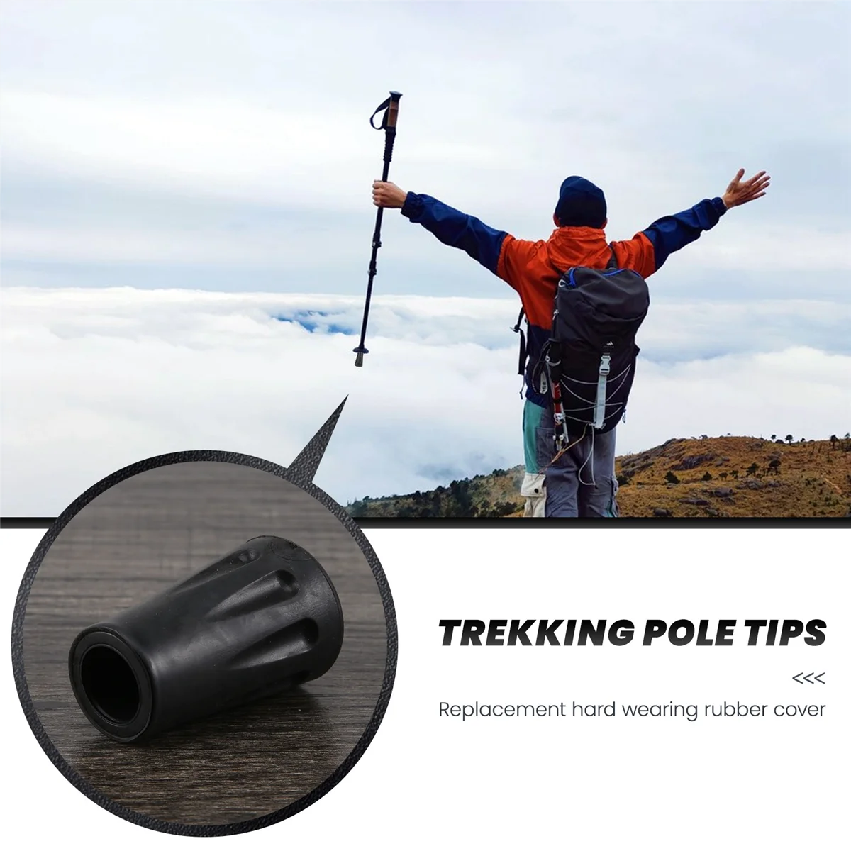 4 ชิ้นเปลี่ยนเคล็ดลับยาง End สําหรับเดินป่า Stick เดิน Trekking Poles 4 ซม