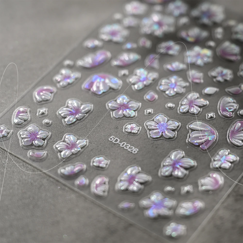 1pc オーロラ蝶ネイルステッカーピンク蝶シェル光線天使の羽スライダー妖精ライト & 活発な半透明ネイル Dec