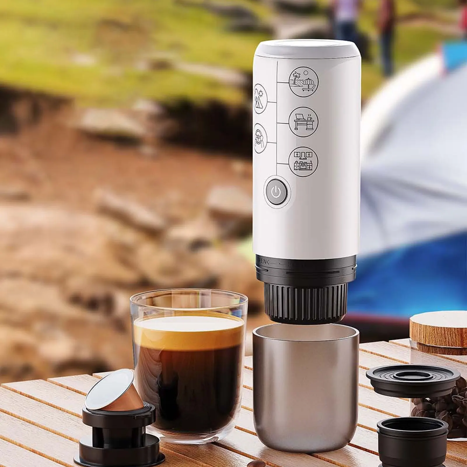 Portable Coffee Machine Cordless 17 Bar Automatic Coffee Maker Work with Capsule for Outdoor Car Travel