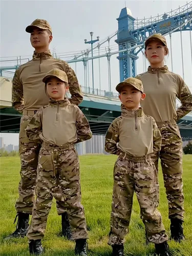 Imagen 2 del producto Uniforme táctico para niños, conjuntos de ropa de caza, trajes de camuflaje Airsoft para niños, entrenamiento de senderismo al aire libre para padres e hijos