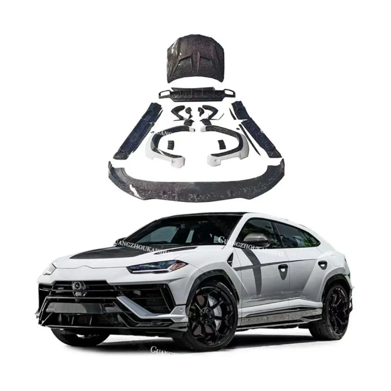 1016 Style Carbon Fiber Wide Body Kit for Lamborghini Urus Front Lip Splitter Rear Diffuser Side Skirts Bodykit Car Bumper