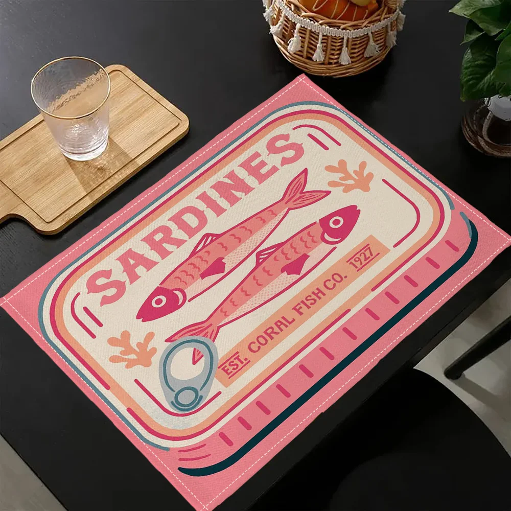 1-Piece Sardine Pattern Art Placemat, Practical & Heat-Proof, Kitchen & Dining Table Accessory