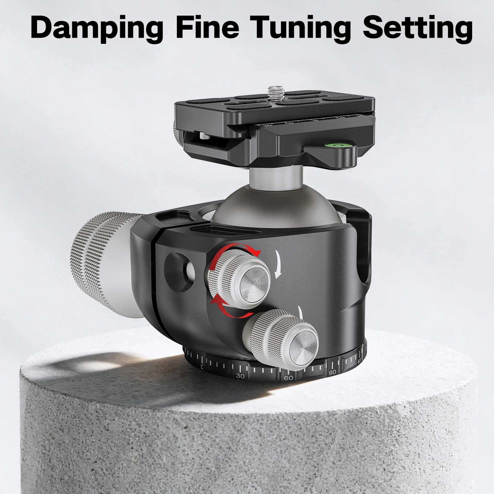 EVUMO DX55 Professional 55mm Big Ball Head Low Profile Panoramic Video Ballhead with Picatinny Clamp Arca Swiss Plate Load 40kg