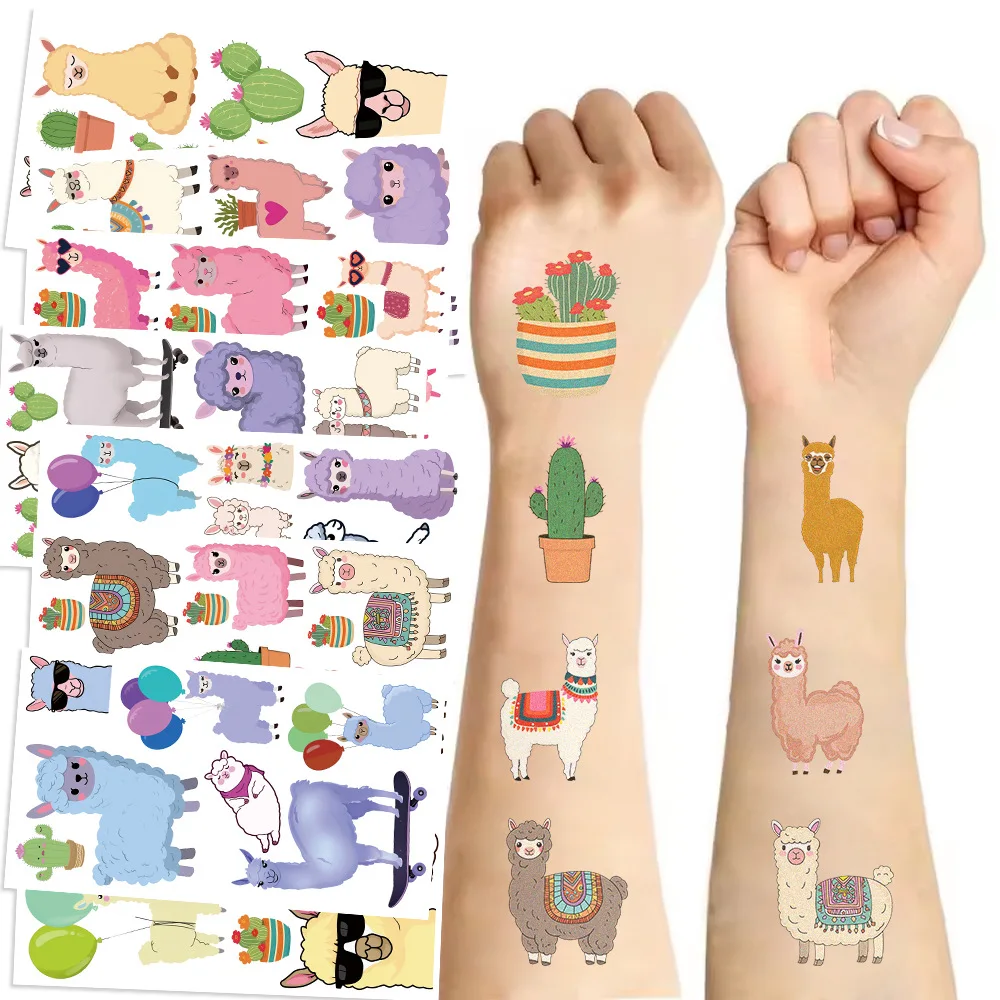 Cute Cartoon Alpaca Temporary Tattoo Stickers Waterproof Funny for Party Gift Face Decoration Premium Non Toxic