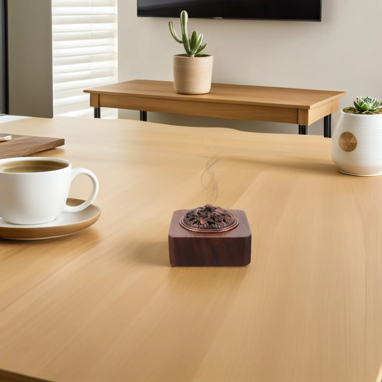 

1Set Tea Ceremony Incense Burner - Mini Metal Censer with Intricate Lid Carving Smooth Interior for Indoor Aromatherapy