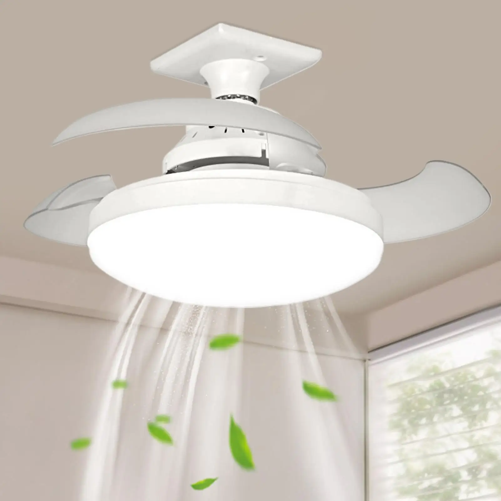 Ceiling Fan Light Remote Control Retractable Ceiling Fan Space-Saving Noiseless Blower Cooling Device For Nursery Living Room