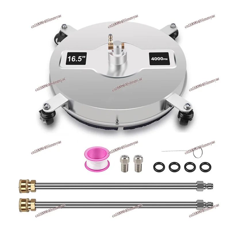 

16.5 Inch Stainless Steel Surface Cleaner, 4 Wheel Pressure Washer Attachment, 4000PSI High Pressure Patio Floor Scrubber