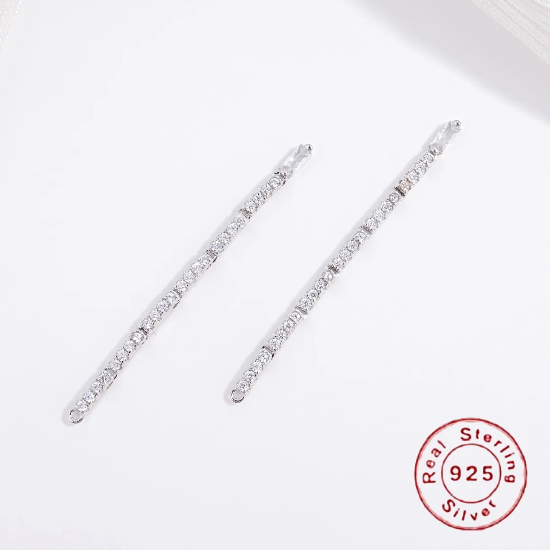 

S925 Sterling Silver Inlaid Zircon Long Charm DIY Handmade Bracelet And Necklace Jewelry Accessories SD124