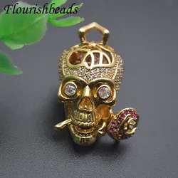 Creative Brass Gold Plated Cave Skull Shape Pendant for Fashion Hip Hop Necklace Jewelry Making Supplies 1-5pcs/lot